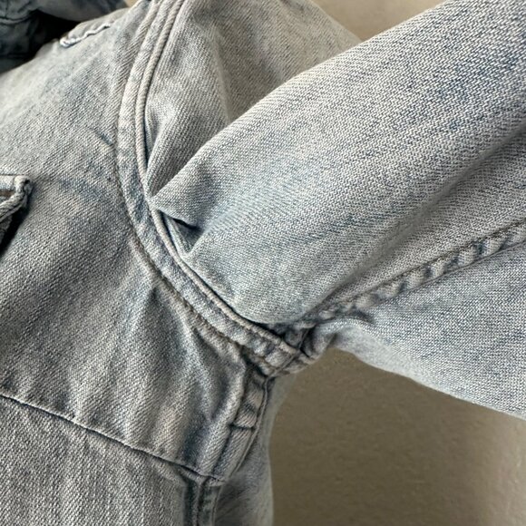 All Saints Ines Denim Button Up Shirt Coastal Cowgirl Blue Sz 0 - Picture 5 of 12
